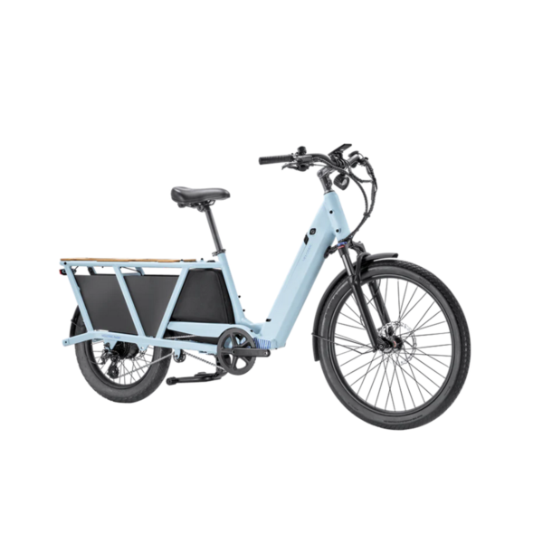 Velotric Packer 1 Heavy-Duty Cargo E-Bike - Sky Blue Front Isometric Image