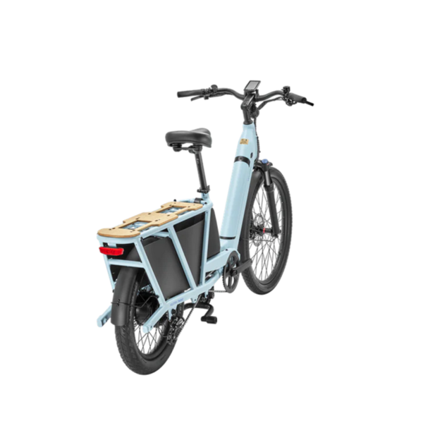 Velotric Packer 1 Heavy-Duty Cargo E-Bike - Sky Blue Rear Isometric Image